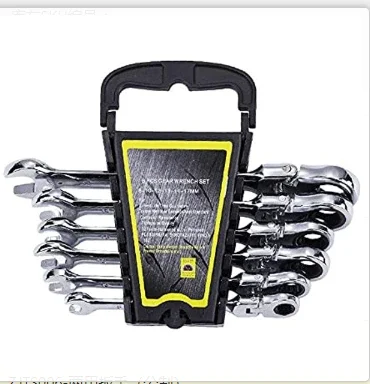 6 Pcs Flexible Ratchet Spanner Set, Flexible Head Multi-Functional Ratchet Conination Spanner Wrench 8-17mm Repair Tools Set