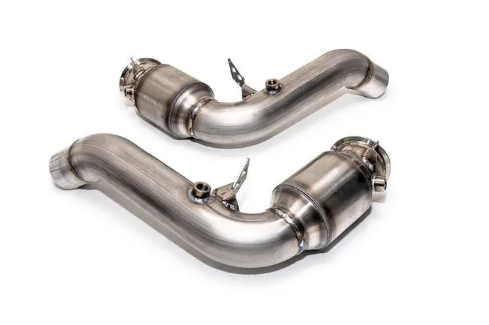 AMS Alpha 3″ Stainless Steel Downpipes w/ Catalytic Converter | BMW M5 F10 4.4L Bi-Turbo