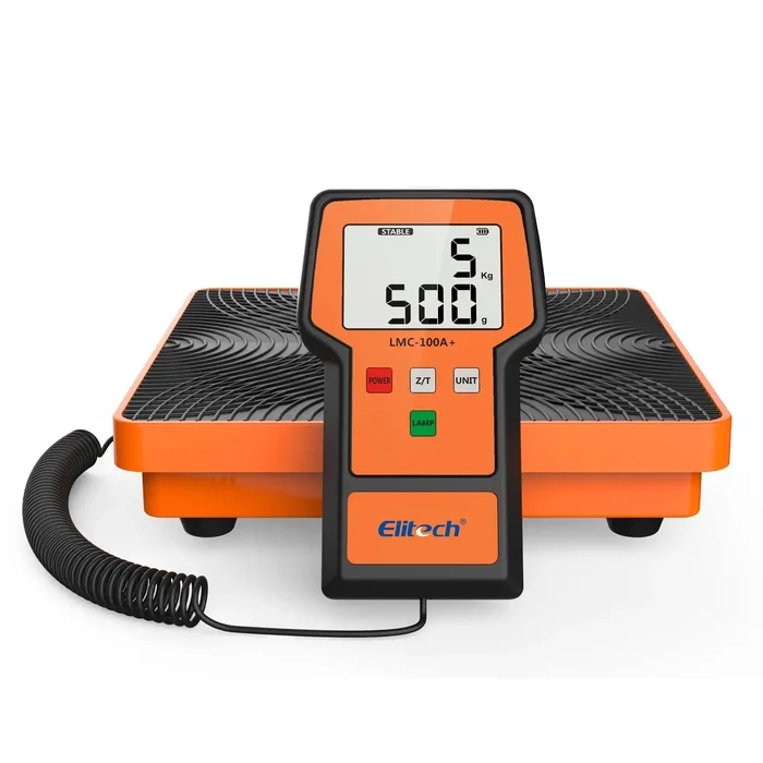 Elitech Refrigerant Charging Scale 220Lbs with case, HVAC Electronic Digital Freon Recovery Scales for AC Automotive, LMC-100A+