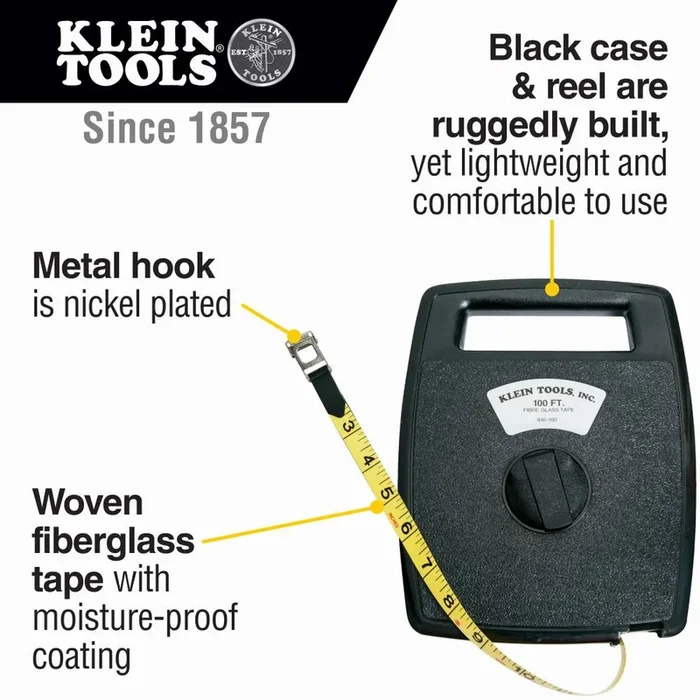 Klein Tools 946-100 86053 100′ Fiberglass Ta