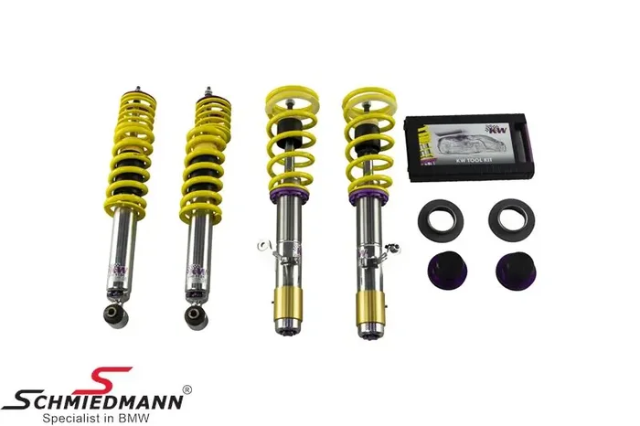 KW V3 coilover suspension kit – stainless steel – height+hardness adjustable front/rear