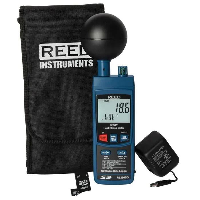 REED R6250SD-KIT Data Logging Heat Stress Meter with Power Adapter and SD Card
