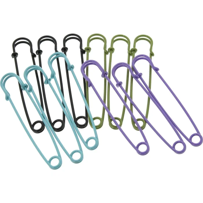 Safety Pin Set – Assorted Colors, 4”, 12 Pc