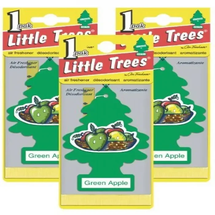 U3S-32016_SUS Car Freshner AIR FRESHENERS GREEN APPLE 3 PACK LITTL
